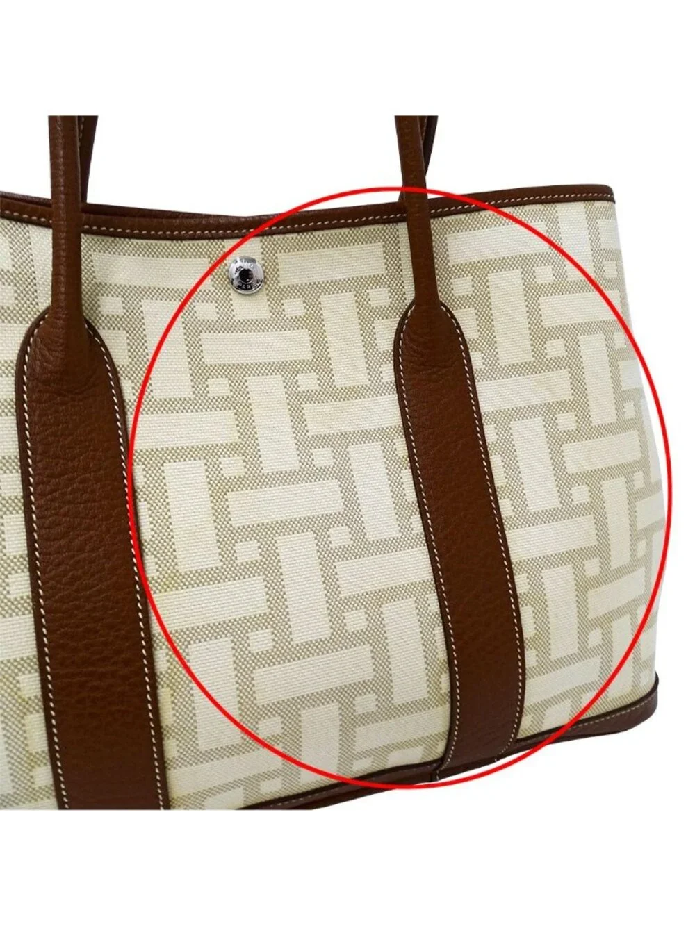 Hermes Tote Handbag Garden Party PM Twal Mosaic Brown Silver